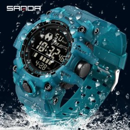 SANDA Men Outdoor Sports Watch Waterproof LED Analog Digital Show Multifunction Big Dial Electronic Wristwatch G style Male Cloc 