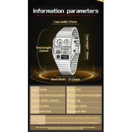 SANDA 3192 Hot-selling LED Electronic Square Men's Youth Casual Multi-function Thermometer Stopwatch Chronograph Men’s Watch