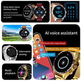 Hotsale Silver Gold Stainless Steel Color Smart Watch 1.58 Inch Bt Call Nfc Wireless Charging Smartwatch 