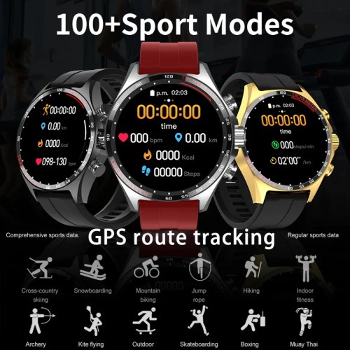 Hotsale Silver Gold Stainless Steel Color Smart Watch 1.58 Inch Bt Call Nfc Wireless Charging Smartwatch 