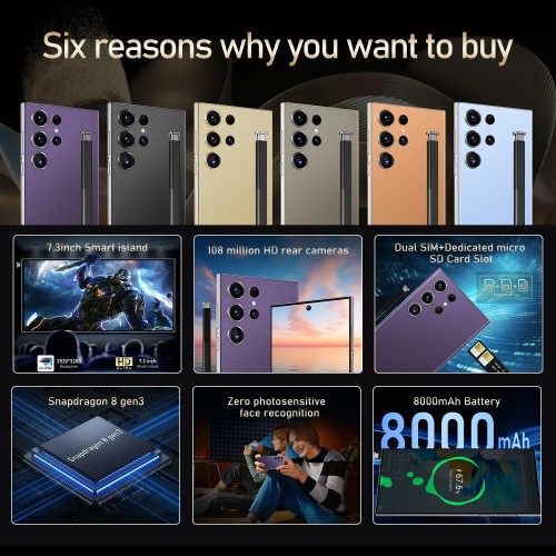 HOT 2025 new S25 Ultra original intelligent 5G dual card dual standby Android 14 system global version phones 8000mAh battery - 509