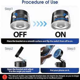 360° Rotatable Vacuum Magnetic Phone Holder Ultra-Strong Magnet Foldable Universal Car Holder for iPhone 16 15 14 13 12 Pro Max 
