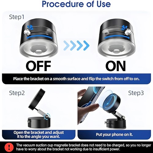 360° Rotatable Vacuum Magnetic Phone Holder Ultra-Strong Magnet Foldable Universal Car Holder for iPhone 16 15 14 13 12 Pro Max 