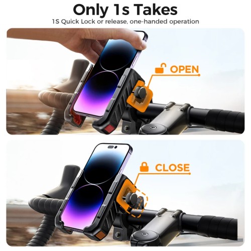 Joyroom 2024 Bike Phone Holder Universal One-hand Operation Bicycle Motorcycle Phone Holder For 4.7-7" Mobile Phone Shockproof 