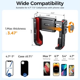 Joyroom 2024 Bike Phone Holder Universal One-hand Operation Bicycle Motorcycle Phone Holder For 4.7-7" Mobile Phone Shockproof 