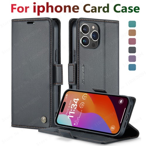 Iphone 16 Pro Max Case Iphone 15 13 14 12 11 Pro Max SE X XR XS 8 7 6 6S Plus Card holder Wallet cover With Leather Phone Case 