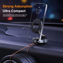 Universal Strong Magnetic Car Phone Holder Foldable Design 360° Adjustable Vacuum Mount for Car Desk Bathroom 