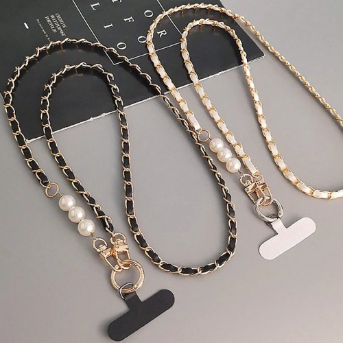 Mobile Phone Lanyard Women's Long Neck and Shoulder Strap Phone Case Universal Lanyard Long Crossbody Pearl Pickup Chain 