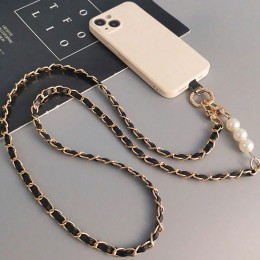 Mobile Phone Lanyard Women's Long Neck and Shoulder Strap Phone Case Universal Lanyard Long Crossbody Pearl Pickup Chain 