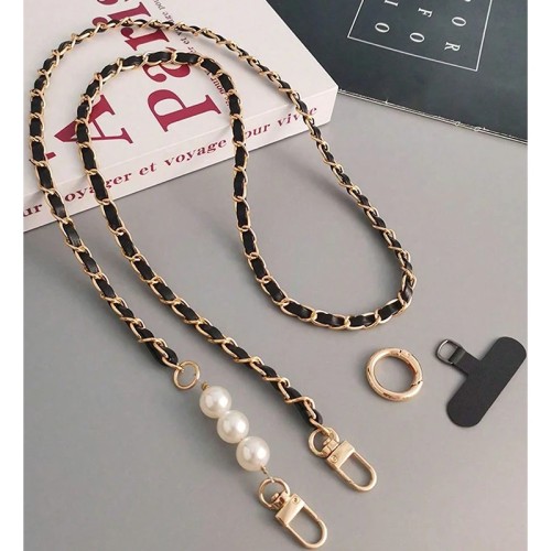 Mobile Phone Lanyard Women's Long Neck and Shoulder Strap Phone Case Universal Lanyard Long Crossbody Pearl Pickup Chain 