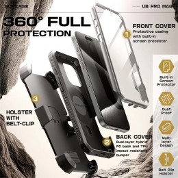 For iPhone 16 Pro Max Case 6.9“ 2024 SUPCASE UB Pro Mag Full Body Rugged Phone Case with Built-in Screen Protector Belt-Clip 