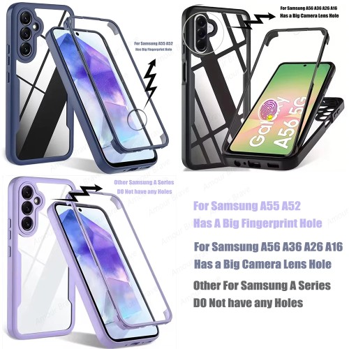 360 Full Coverage Phone Case For Samsung Galaxy A56 A54 A36 A55 A16 A15 A35 A25 A53 A51 A34 A33 A32 A24 A23 A22 A14 A13 5G Funda 