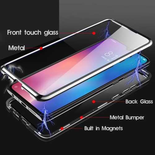 360°Full Protection Metal Magnetic Phone Case For Samsung S24 Ultra S22 S23 Ultra Plus FE A55 A35 A15 Double-Sided Glass Cover 