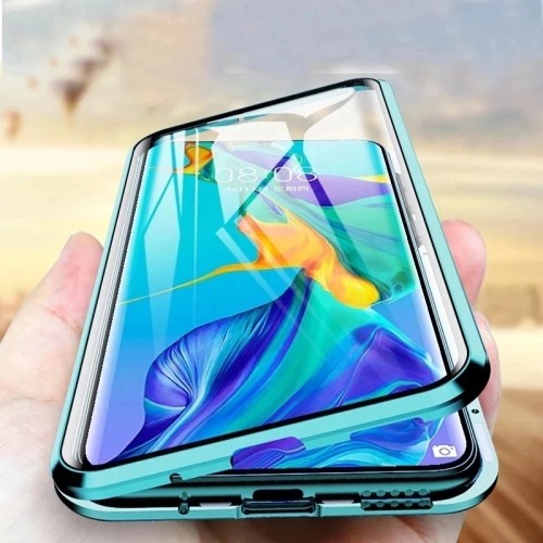 360°Full Protection Metal Magnetic Phone Case For Samsung S24 Ultra S22 S23 Ultra Plus FE A55 A35 A15 Double-Sided Glass Cover 