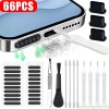 66PCS Mobile Phone Speaker Charging Port Cleaning Set Dust Plug for iPhone 16 15 14 Earphones Clean Kit Brush for Samsung Xiaomi 
