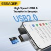 Essager 2 in 1 Card Reader Type C & USB2.0 to Micro SD/TF Memory Card Device High Speed Cardreader for Phone Laptop Accessories 