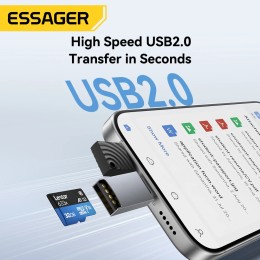 Essager 2 in 1 Card Reader Type C & USB2.0 to Micro SD/TF Memory Card Device High Speed Cardreader for Phone Laptop Accessories 