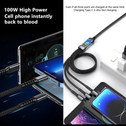 6A 3in1 Fast Charging Cable USB Type C Type-C Mobile Phone Cable for iPhone X Xiaomi Oneplus Realme Poco USB Micro Cables 