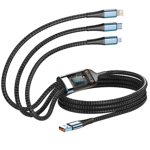 6A 3in1 Fast Charging Cable USB Type C Type-C Mobile Phone Cable for iPhone X Xiaomi Oneplus Realme Poco USB Micro Cables 
