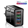 3A USB Charger 4 Port USB Quick Charge 3.0 EU US Plug Mobile Phone Charger Wall Adapter Portable Fast Charging For iPhone 16 Pro 
