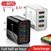 3A USB Charger 4 Port USB Quick Charge 3.0 EU US Plug Mobile Phone Charger Wall Adapter Portable Fast Charging For iPhone 16 Pro 