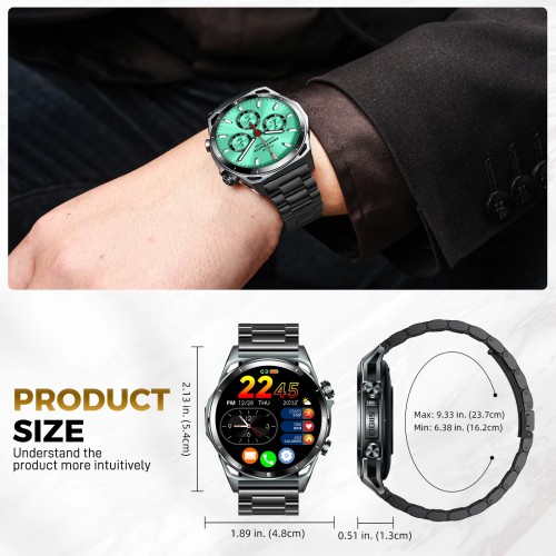EIGIIS New Smart Watch KE6 1.43" AMOLED Display Men Black Sports Watch KE Series Bluetooth Call Health Monitor IP68 Waterproof 
