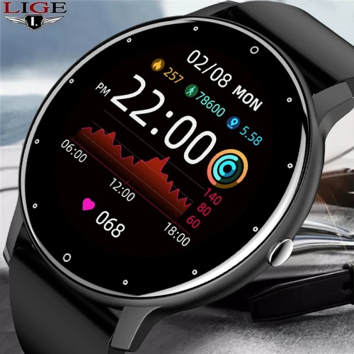LIGE 2025 New Smart Watch Men Full Touch Screen Sport Fitness Watch IP67 Waterproof Bluetooth For Android ios smartwatch Men+box 