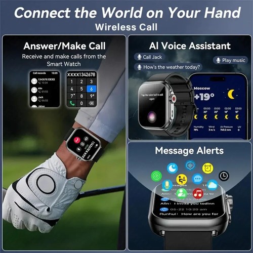 2025 New AI voice Smart Watch Men Women 1.85 inch 1000mAh IP68 Bluetooth Call  Blood Pressure Heart Rate 100+ Sports Smart Watch 