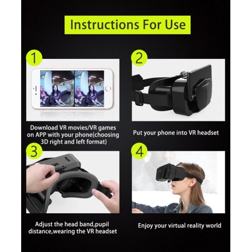 Xiaomi G10 4K Giant Screen Virtual Reality 3D Glasses Google Cardboard Box VR Helmet for 4.7-7" Phone Game Controller Player - 44