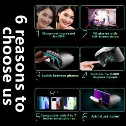 3D Helmet Virtual Reality VR Glasses For 5 To 7 Inch Smartphones 3D Glasses Support 0-800 Myopia VR Headset For Mobile Phone - 44