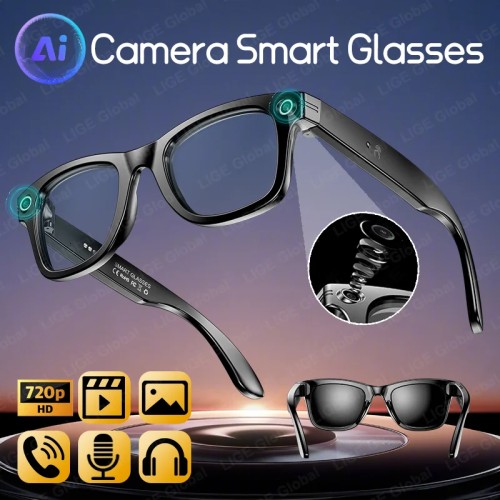 LIGE AI Smart Glasses 720P Camera Video Recorder Bluetooth Call 260mAh Battery Voice Assistant Control Sunglasses For Men Women - 44