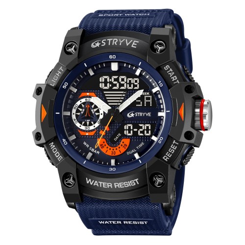 STRYVE Electronic Fashion Men's Sport Watches Shock Resistant 50M Waterproof Wristwatch LED Alarm Stopwatch Clock Men 8029 - 1511