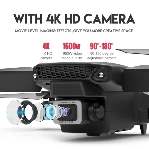E88Pro 4K FPV Drone 1080P HD Camera Portable Foldable Design Stable Height Hold  Best Christmas Gift Professional RC Aircraft 