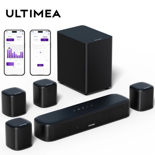 ULTIMEA 7.1 Channel Virtual Surround Soundbar,Home Theater TV Speakers ,Peak Power 330 Watts,Smart App Control, Aura A40, Black 