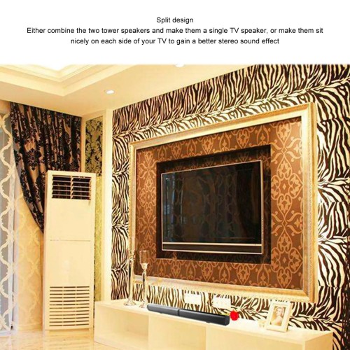 Remote Control Speaker 2 in 1 Separable Soundbar Bluetooth TV Speaker Wall Mounted with HD Multimedia Cable for Home Theater 