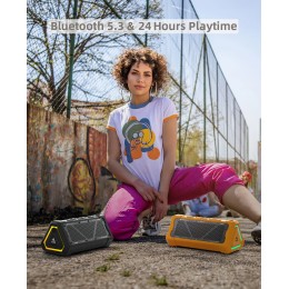 MLOVE P3 Outdoor Bluetooth Speaker, 40W Output Power Bluetooth 5.3 Speaker ,Stereo Sound IPX7 Waterproof,Micro SD Card,RGB Light 