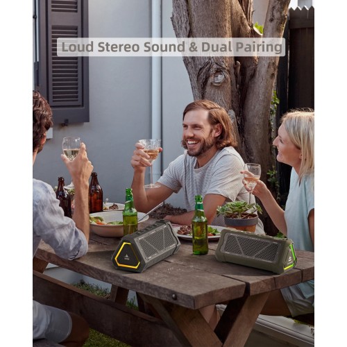 MLOVE P3 Outdoor Bluetooth Speaker, 40W Output Power Bluetooth 5.3 Speaker ,Stereo Sound IPX7 Waterproof,Micro SD Card,RGB Light 