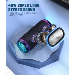 Ortizan X30 Portable Bluetooth Speakers Bass Boost 40W Powerful Wireless IPX7 Waterproof Speaker with 6600mAh Battery USB/TF/AUX 