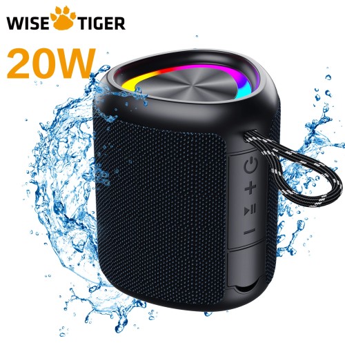 WISETIGER A46 Max Portable Bluetooth Speaker Balanced/Subwoofer Sound Box BT5.3 Outdoor Speaker with LED Light, TF Slot &AUX-IN 