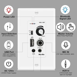 Herdio 6.5'' 2PCS Bluetooth Ceiling Speakers 320 Watt Flush Mount In Wall Amplifier Receiver Perfect For Indoor Home Bathroom 