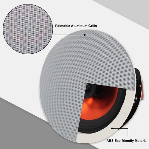 Herdio 6.5'' 2PCS Bluetooth Ceiling Speakers 320 Watt Flush Mount In Wall Amplifier Receiver Perfect For Indoor Home Bathroom 