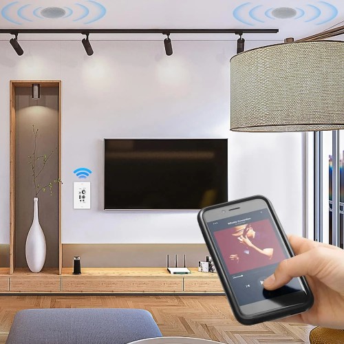 Herdio 6.5'' 2PCS Bluetooth Ceiling Speakers 320 Watt Flush Mount In Wall Amplifier Receiver Perfect For Indoor Home Bathroom 