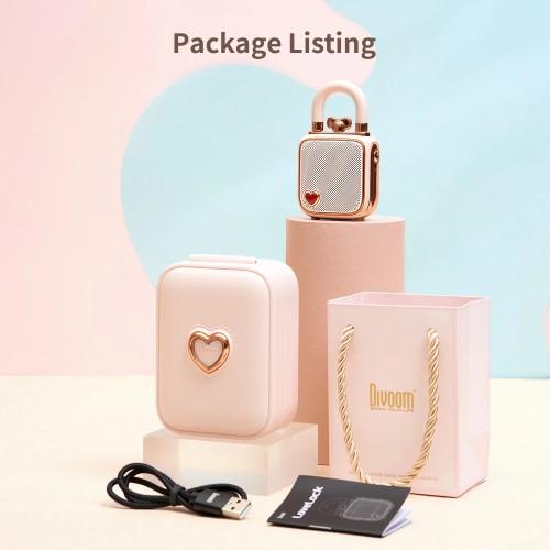 Divoom LoveLock Portable Bluetooth Speaker, Mini Cute Retro Stylish Design, 5W Sound Box, Ideal Gift for Girl PInk 2024 New 