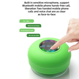 Mini Bluetooth Speaker Shower Subwoofer Waterproof Handsfree Loudspeaker RGB Light with Suction Cup Mic for Bathroom Pool Beach 