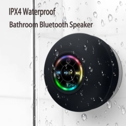 Mini Bluetooth Speaker Shower Subwoofer Waterproof Handsfree Loudspeaker RGB Light with Suction Cup Mic for Bathroom Pool Beach 