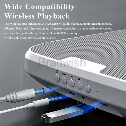 15W Unpunched Wall Mounted Bluetooth Speaker Sound System 3D Surround Sound Subwoofer Home Commercial Use with Remote Control 