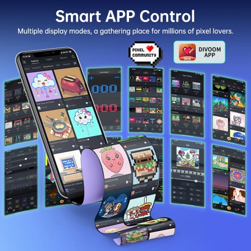 Divoom Times Gate Gaming Room Setup Digital Clock with Smart APP Control, WiFi Connect, RGB LED Display, Office Decor Cyberpunk 
