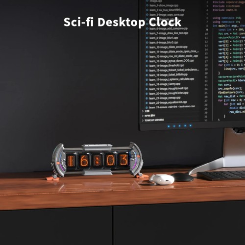 Divoom Times Gate Gaming Room Setup Digital Clock with Smart APP Control, WiFi Connect, RGB LED Display, Office Decor Cyberpunk 