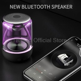 Wireless Bluetooth Speaker Desktop Portable Mini Subwoofer Glass Shell  Rechargeable LED Light Sound Box for Outdoor or Indoor 