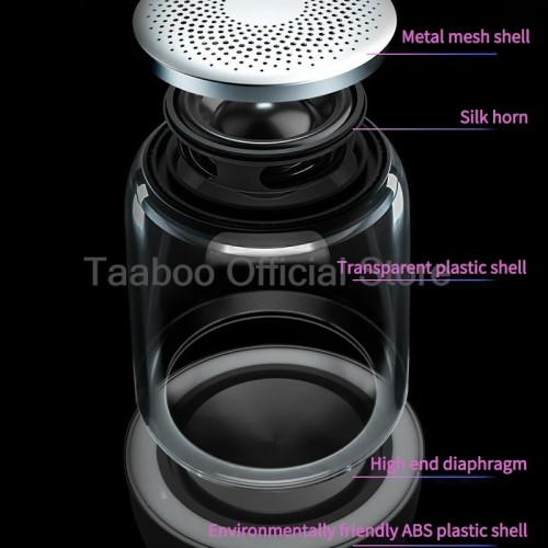 Wireless Bluetooth Speaker Desktop Portable Mini Subwoofer Glass Shell  Rechargeable LED Light Sound Box for Outdoor or Indoor 